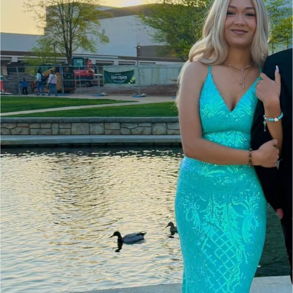 Windsor Aqua Sequin Gown